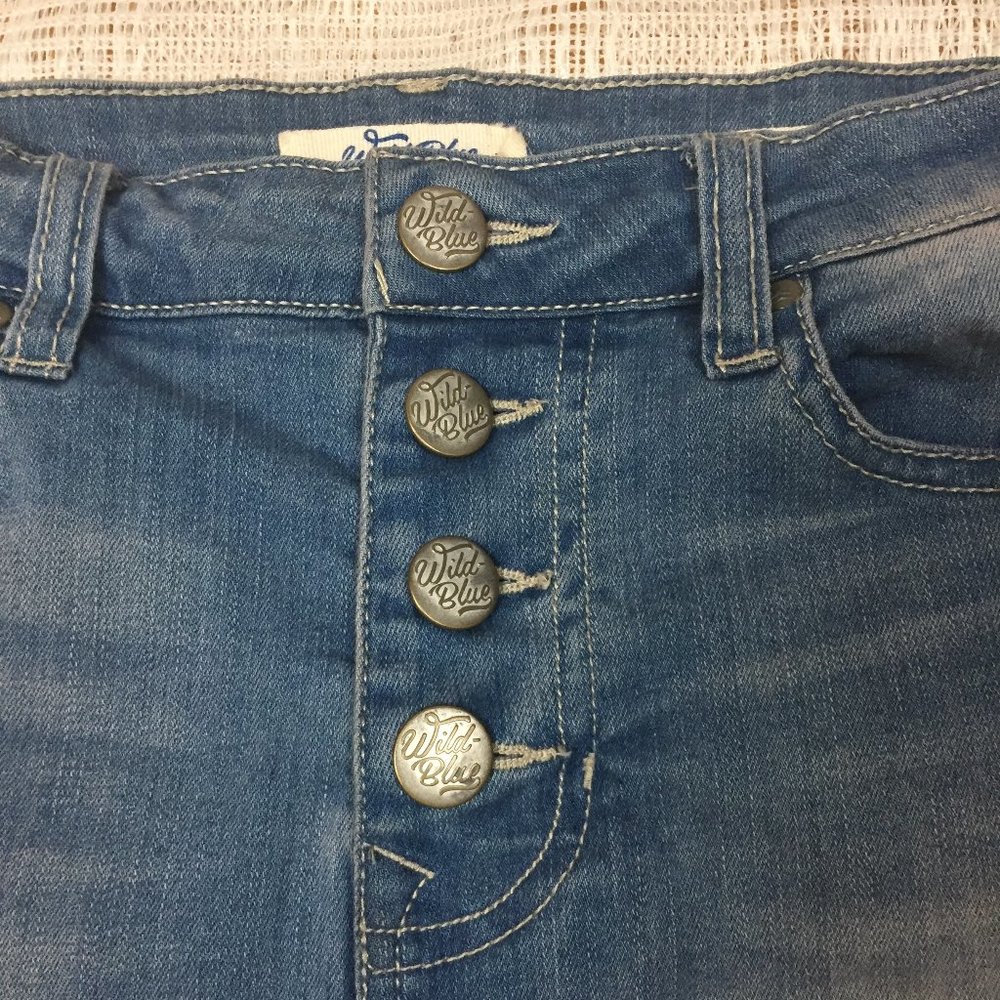 Wild Blue High Rise Button Fly Shorts - Picture 2 of 5